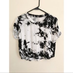 Black and White Tie Dye Crop Top